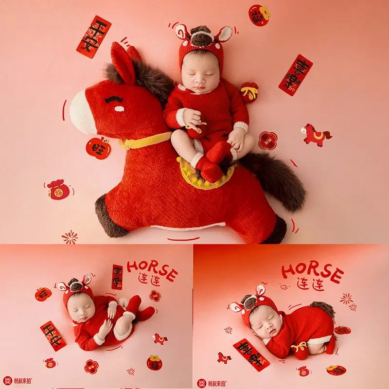 2026 Red Horse Theme Set - Newborn Photography Props